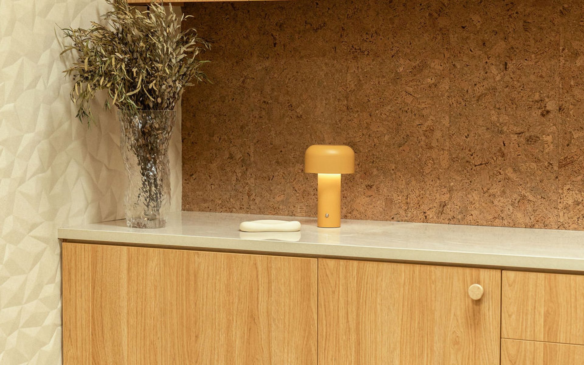 High-end legal workplace tea point in Brisbane designed with residential warmth, elegant finishes and everyday functionality